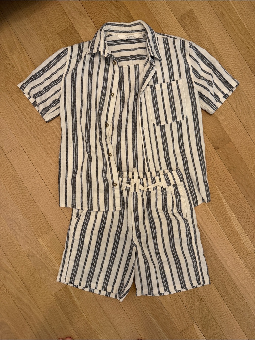 H&M Navy and White Striped Short Pajama Set